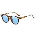 Retro polarized sunglasses with tortoiseshell frame and light blue lenses for men - Hawksbill Frame/Ocean Blue Lens