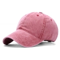 Vintage washed red baseball cap in minimalist style for men and women with adjustable fit - Adjustable / Rose Red