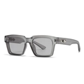 Fashionable square frame sunglasses in matte transparent gray with silver arrow trim - Grey Frame Light Grey Lens
