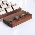 Minimalist walnut wood jewelry stand for organizing rings and earrings on white background - Walnut 8x14 Single Slot