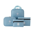 Light blue 4-piece first aid storage kit including handheld and flat zipper bags - Four-Piece Set / Blue