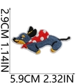 Detailed view of dachshund embroidery patch with 5.9cm x 2.9cm size measurements - US 6