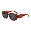 Retro tortoise shell rectangle sunglasses with thick frame and dark grey lenses - Tortoise Frame Grey Lens