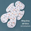 Universal gray baby stroller cooling gel mat with elephant patterns in 68x33cm size - Wing Support / Grey Forest