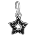 Star-shaped bead charm in silver with black rhinestones for DIY bracelet jewelry - Black Star Pendant