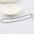 Detail of silver necklace with black rectangular zircon gems and adjustable lobster clasp - Black (2.5*5mm) - White Gold Plated