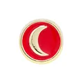 Golden moon pattern charm accessory with vibrant red enamel inlay on a round base - Moon / Red