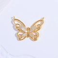 Exquisiter S925 Sterlingsilber Schmetterlingsanhänger mit funkelnden Zirkonias in Gold - Goldener Schmetterlingsanhänger Mit Doppelter Schlaufe