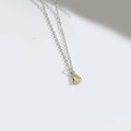Minimalist silver chain necklace with a small teardrop yellow gemstone pendant - Yellow (Silver) (XL3412)