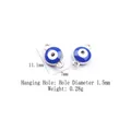 Detail view of evil eye charms with 11.1mm size and 1.5mm double loops for jewelry - Silver - Royal Blue Evil Eye
