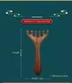 Detailed dimensions of the sandalwood 5-prong massage comb with precise size measurements - Gold Sandalwood Antler Rake