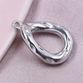 Pendentif goutte en acier inoxydable 304 argenté avec texture martelée pour bijoux DIY - Argenté