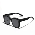 Polarized matte black oversized square sunglasses with dark grey high definition lenses - Matte Black