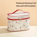 Insulated lunch bag with cherry pattern and leak-proof 304 stainless steel interior - Oval Bag-Large Cherry