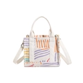 Bolso de pana crema con coloridos patrones abstractos y correa larga ajustable - Líneas Abstractas