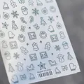 5D Christmas nail stickers with green hand-drawn Santa and reindeer designs - Christmas Story (TS-240)