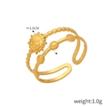 Golden double-layer titanium ring with sunburst design and beaded texture detail - Sunburst Double Layer Open Ring