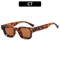Retro small square sunglasses with tortoiseshell pattern frame and brown lenses C7 - Leopard Frame / Tea Lens