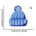 Detail showing dimensions of blue embroidered winter hat patch with snowflake pattern - Blue Christmas Patch 6# (Winter Hat)