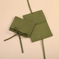 Olive green microfiber velvet jewelry storage roll pouch with elegant ribbon tie - 8*8cm / Green