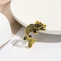 Exquisite golden mythical dragon fish brooch with detailed scales and vintage finish - Gold Dragon Head and Fish Body Arowana Style (DW0418)