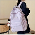 Lavender purple ergonomic school backpack for girls with multi-pocket design and charm - No Pendant / Purple