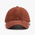 Vintage washed brick red baseball cap with distressed details and frayed cotton fabric - Orange Red