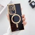 Luxurious black and gold magnetic case for Samsung S24 Ultra with MagSafe support - Black / S21