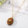 10# Braune Hexagramm Oval Halskette