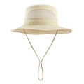 Detail of beige sun hat featuring mesh ventilation panels and adjustable wind cord - S(50-52cm Head Circumference) / Khaki