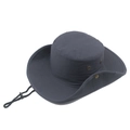 Dark grey foldable outdoor sun hat with wide brim, windproof cord and side snaps - 58cm / Gray