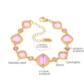 Edelstahlarmband mit rosa quadratischen Kristallen und runden Zirkonia Vergoldet - 16+5cm / Gold Rosa Glas (TXE274)