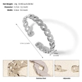 Silver stainless steel adjustable bangle with woven texture design for women - Woven Texture Style (BS-J5564S)