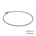 Pulsera de cadena cubana de acero inoxidable plateado para hombre, 2mm de ancho y 200mm - Estilo Plateado 2mm (KB126663-Z)