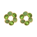 Vintage green cat eye stone wreath earrings in gold-plated stainless steel - Green