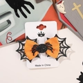 Halloween orange bow hair clip with black glitter spider and web on display card - Spider Web And Spider Hair Clip - Yellow