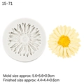 Sunflower silicone mold for cake decoration, size 5.6x5.6x0.9cm with finished flower - 15-71 / Gray