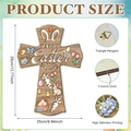 Easter wooden cross wall decor with rabbit carrot egg patterns and metal hook details - As Shown / Y26Y90019_Q