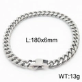Bracciale a catena cubana argento con chiusura a rettangolo 180x6mm e peso 13g - Stile A 6mm-180mm(KB165950-ZZ)