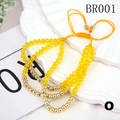 Adjustable crystal beaded bracelet with yellow faceted stones and gold accents - One Size / Yellow