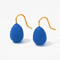 Minimalist bright blue teardrop dangle earrings with gold finish ear hooks - Blue (KDE1551)