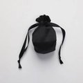 Small black satin drawstring pouch for silk eye masks with smooth ribbon closure - Black