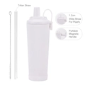 White 830ml insulated bottle with 1.2cm Tritan straw and magnetic handle - 830ml / White