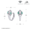 Detailed size specifications for S925 sterling silver snake earrings with 5A zircons - Silver & White
