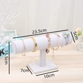 Présentoir bijoux en cuir blanc type barre T pour bracelets et montres 23,5cm - Présentoir À Bracelets Blanc À Une Rangée ♢