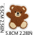 Detailed size view of brown teddy bear chenille patch with embroidery texture - Style 8 (Brown Teddy Bear Chenille)
