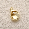 Macro detail of 14k gold plated seashell pendant with pearl for DIY jewelry making - A0777 Oyster Pearl Pendant