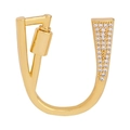 U-shaped gold screw clasp with white zircon pave setting for jewelry making DIY - Letter U