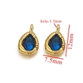 Blauer Kristallanhänger in Tropfenform mit goldenem Edelstahlrahmen, 12mm x 7,5mm - Dunkelblau