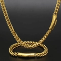 Gepolijste gouden roestvrijstalen tarweketting met ronde kliksluiting voor heren - 18 inch Ketting (45.72cm) / Gouden Gladde Sluiting